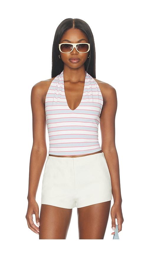 Good American Super Stretch Halter Tank Top in Baby Blue, Pink by GOOD AMERICAN