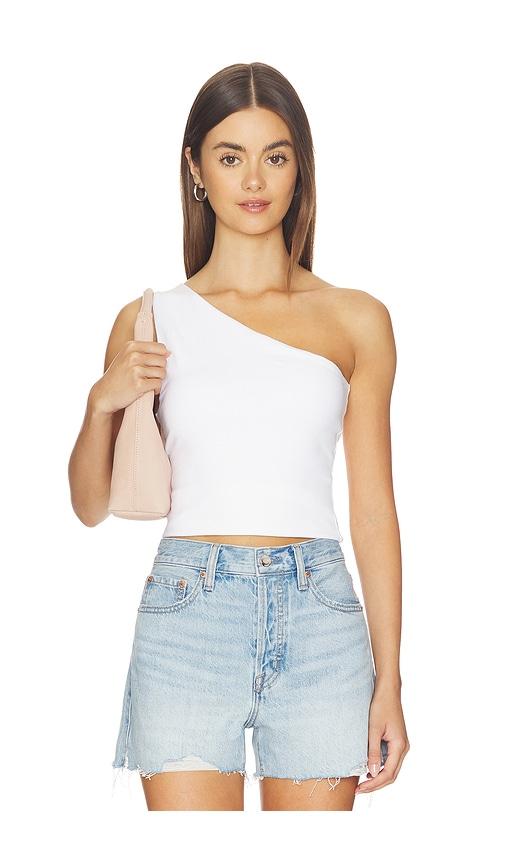 Good American Super Stretch One Shoulder Tank Top in White by GOOD AMERICAN