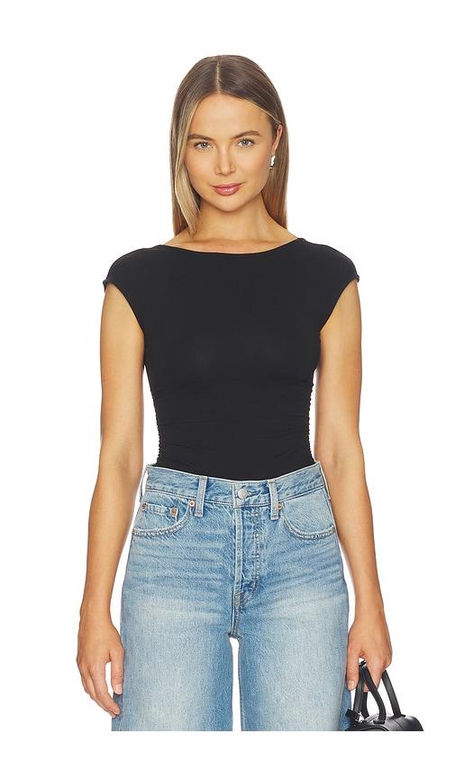 Good American Super Stretch Open Back Bodysuit in Black by GOOD AMERICAN