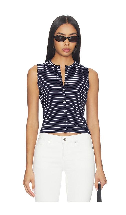 Good American The Rib Splay Top in Navy by GOOD AMERICAN