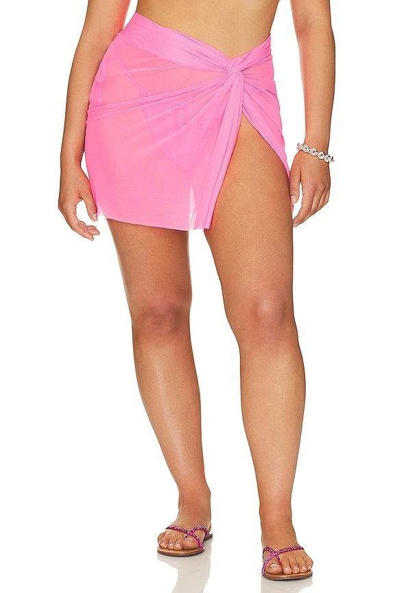 Good American Twist Sarong Mesh in Pink by GOOD AMERICAN