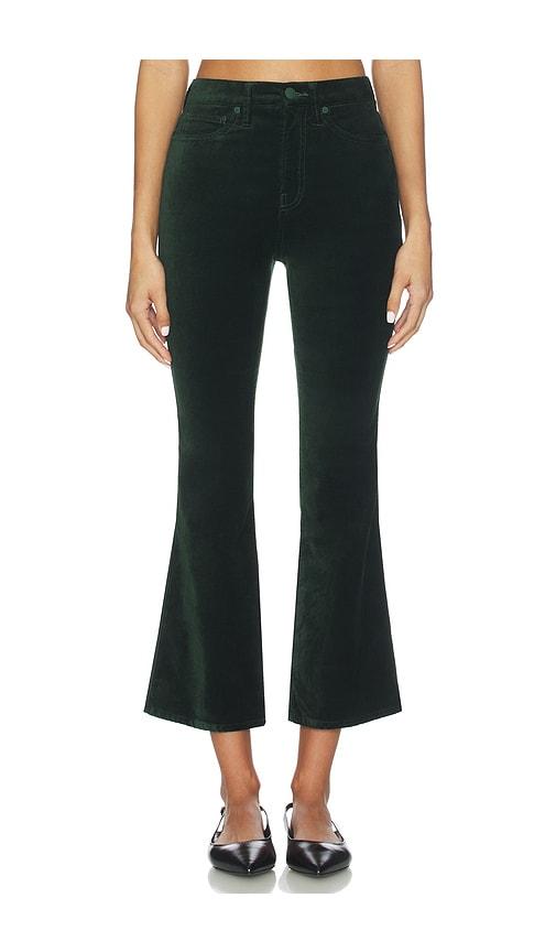 Good American Velvet Good High Rise Kick Flare Pants in Dark Green by GOOD AMERICAN