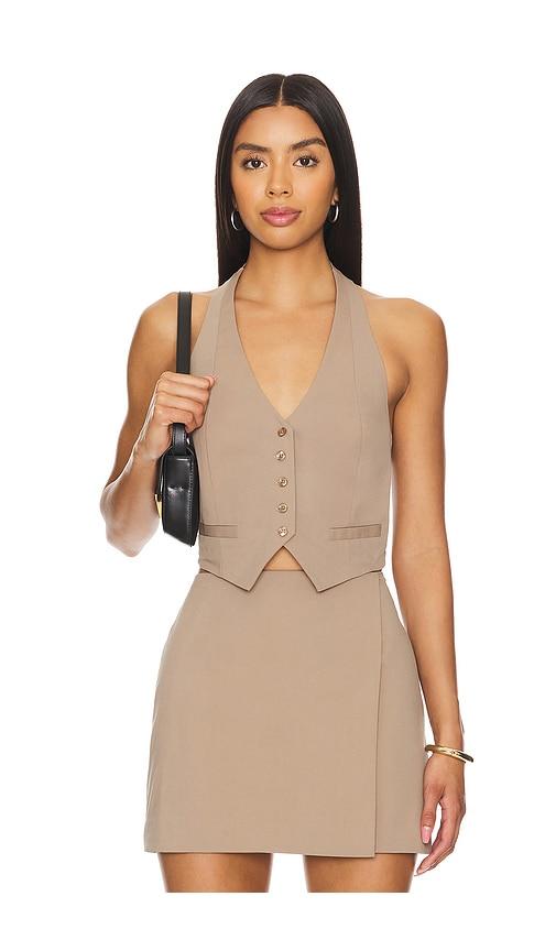 Good American Vest in Tan by GOOD AMERICAN