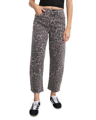 Good Standard Barrel Jeans in Gray Lucky Leopard by GOOD AMERICAN