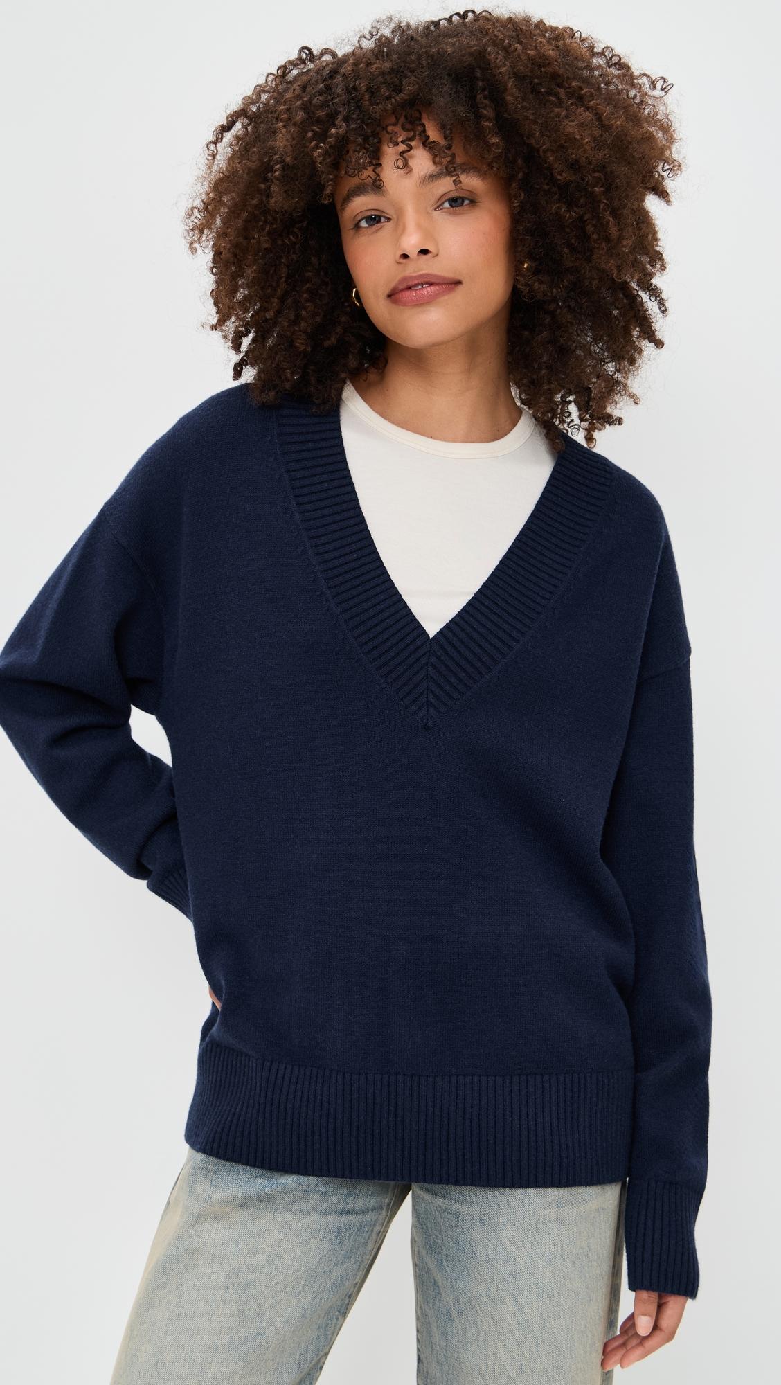 Knit Deep V Knit Sweater by GOOD AMERICAN