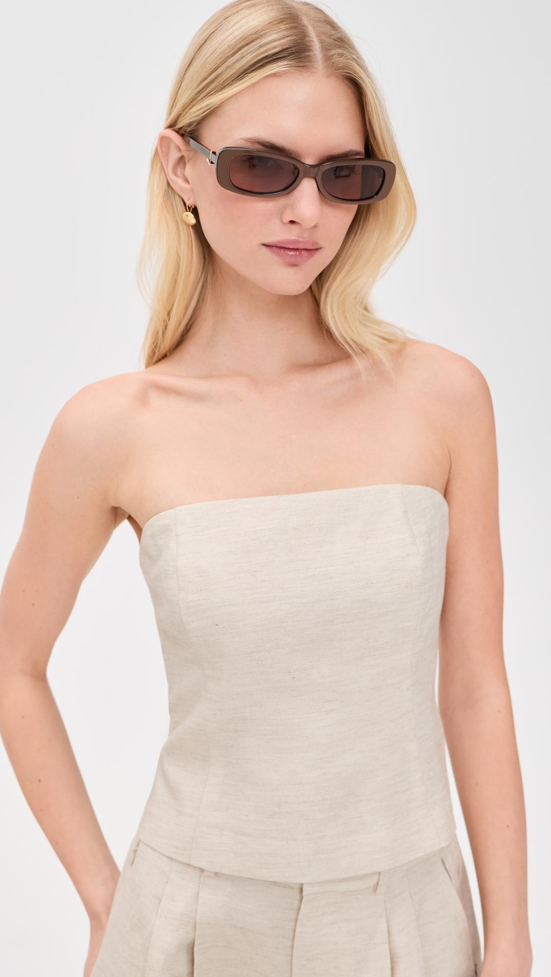 Linen Blend Strapless Top by GOOD AMERICAN