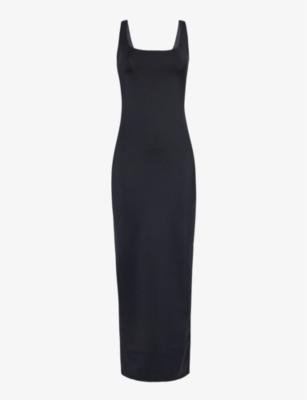 Modern square-neck stretch-woven maxi dress by GOOD AMERICAN