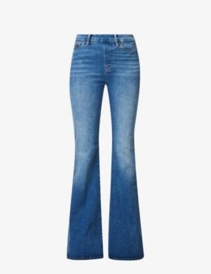 Pull On faded-wash flared-leg high-rise stretch-denim jeans by GOOD AMERICAN