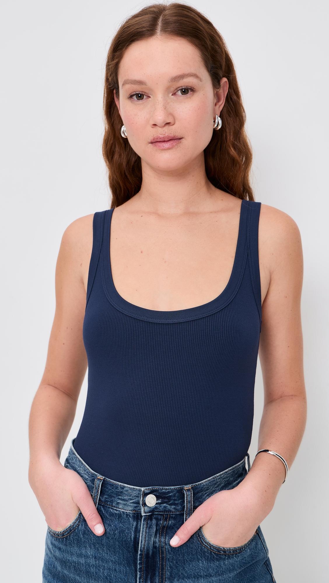 Ribbed Tank Thong Bodysuit by GOOD AMERICAN