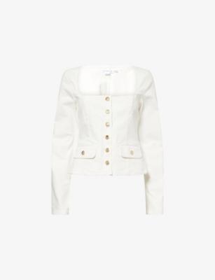 Square-Neck Fitted Stretch-Denim Jacket by GOOD AMERICAN