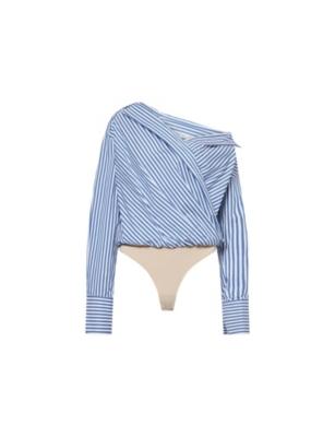 The Cut Layered Wrap-Front Cotton-Blend Shirt Body by GOOD AMERICAN