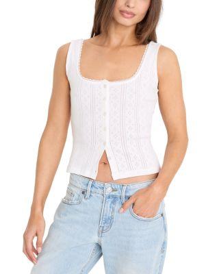 The Pointelle Button Down Tank Top by GOOD AMERICAN