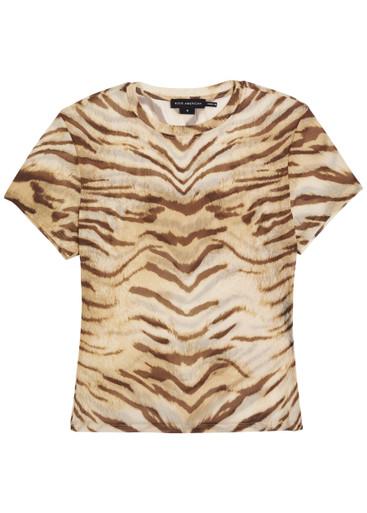 Tiger-print stretch-mesh T-shirt by GOOD AMERICAN