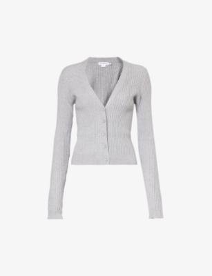 V-neck ribbed knitted cardigan by GOOD AMERICAN