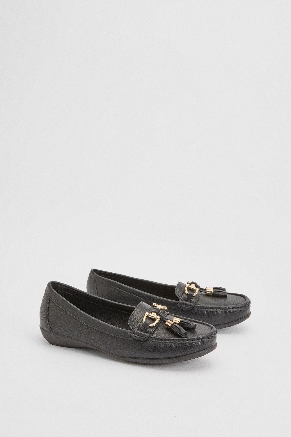 Good For The Sole: Betty Faux Leather Snaffle Detail Tassel Comfort Loafers by GOOD FOR THE SOLE