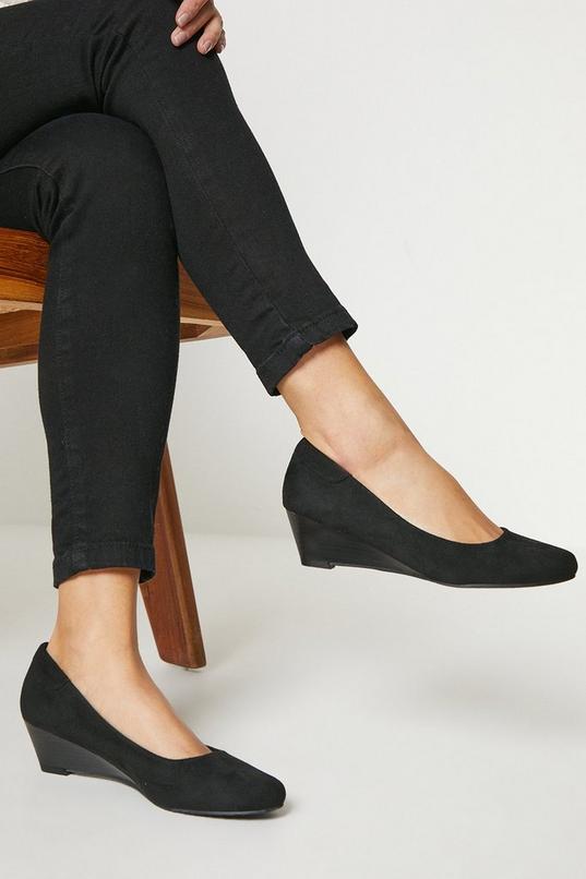 Good For The Sole: Cerys Comfort Low Wedge Heel Court Shoes by GOOD FOR THE SOLE
