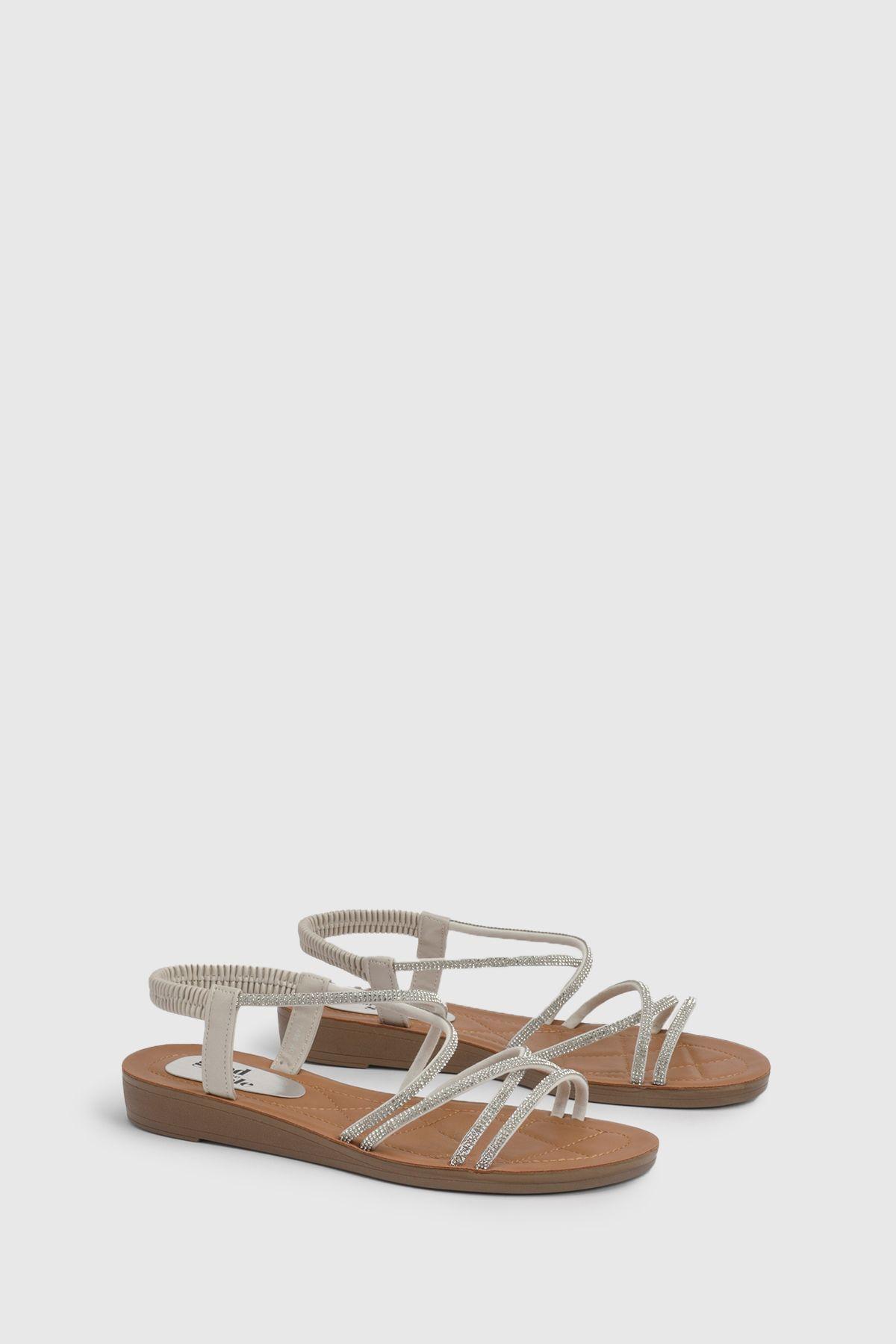 Good For The Sole: Edie Embellished Cross Strap Faux Leather Low Wedge Sandals by GOOD FOR THE SOLE