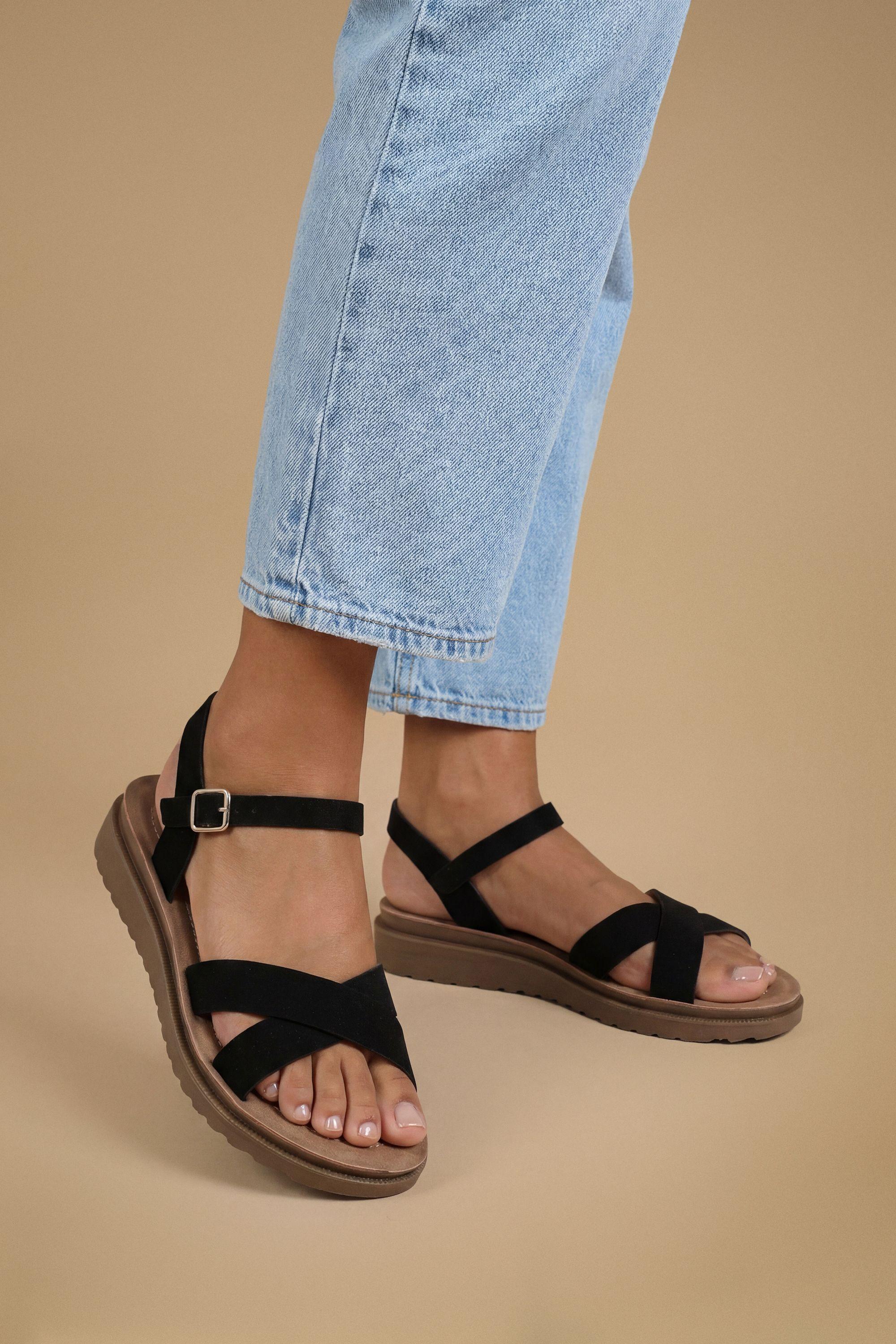 Good For The Sole: Florinda Cross Strap Comfort Wedge Sandals by GOOD FOR THE SOLE