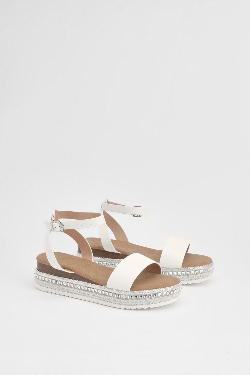 Good For The Sole: Hester Faux Leather Embellished Flatform Wedge Sandals by GOOD FOR THE SOLE
