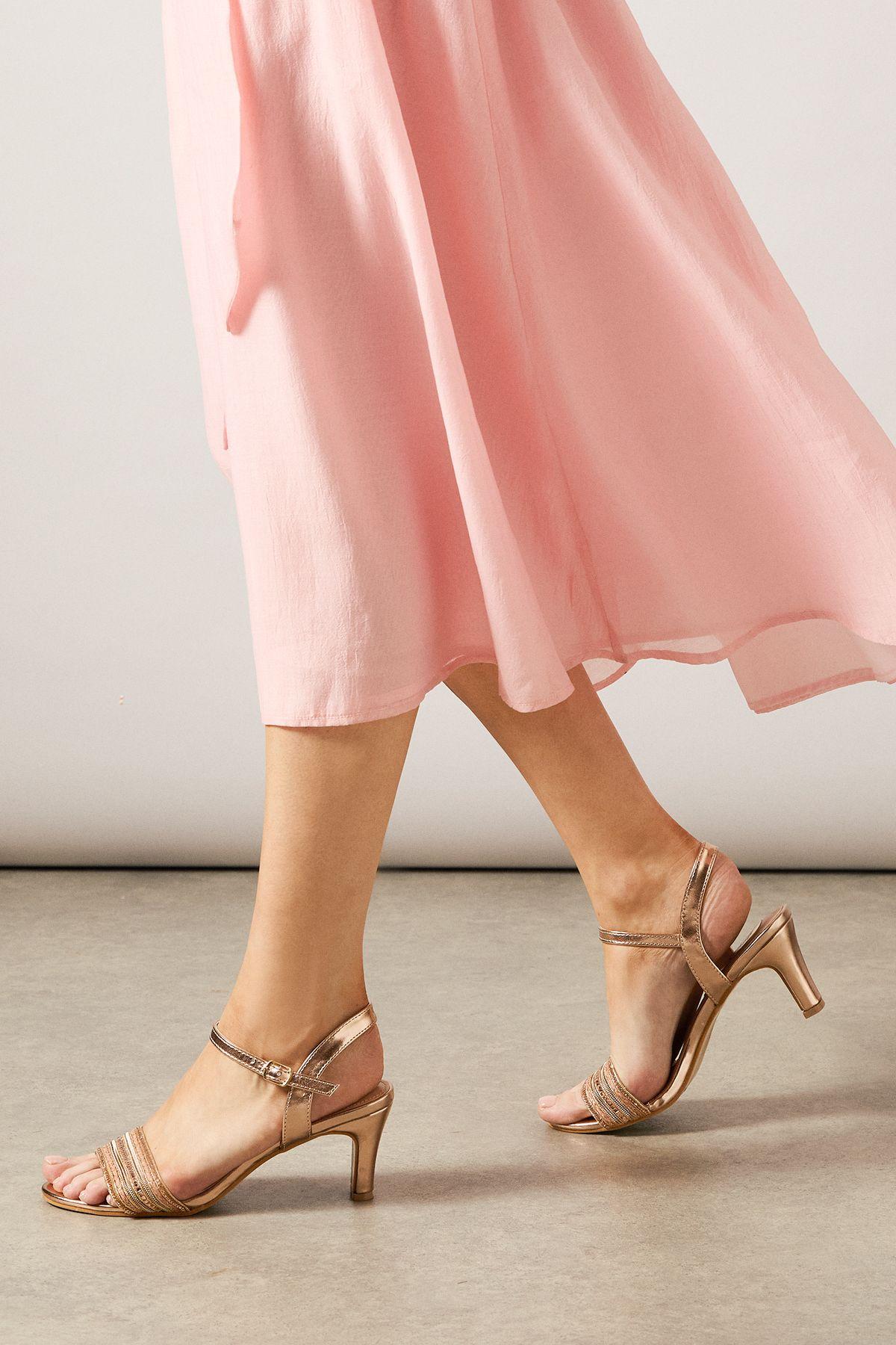 Good For The Sole: Lyra Embellished Medium Heel Sandals by GOOD FOR THE SOLE