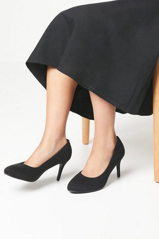 Good For The Sole: Wide Fit Elsa Almond Toe Stiletto Heel Court Shoes by GOOD FOR THE SOLE