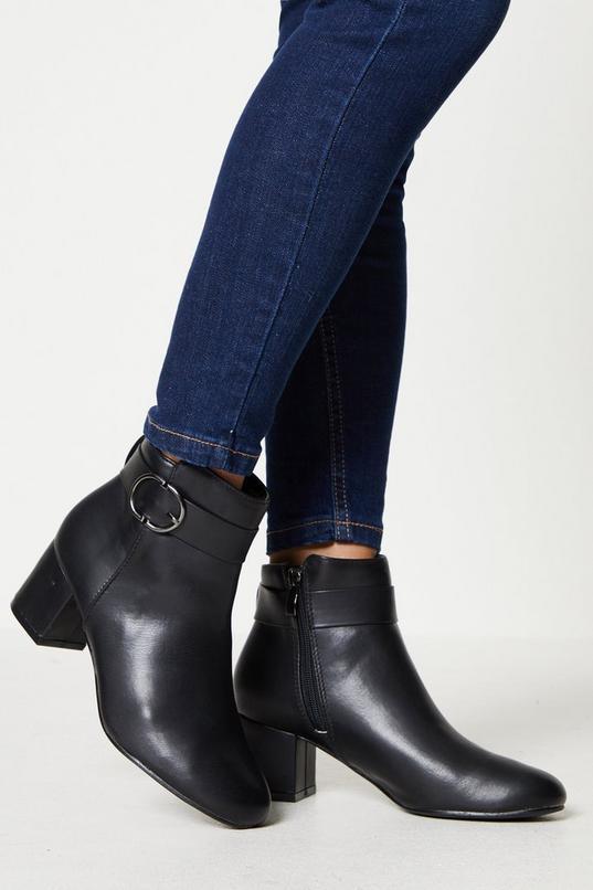 Good For The Sole: Wide Fit Mariya Buckle Detail Ankle Boots by GOOD FOR THE SOLE