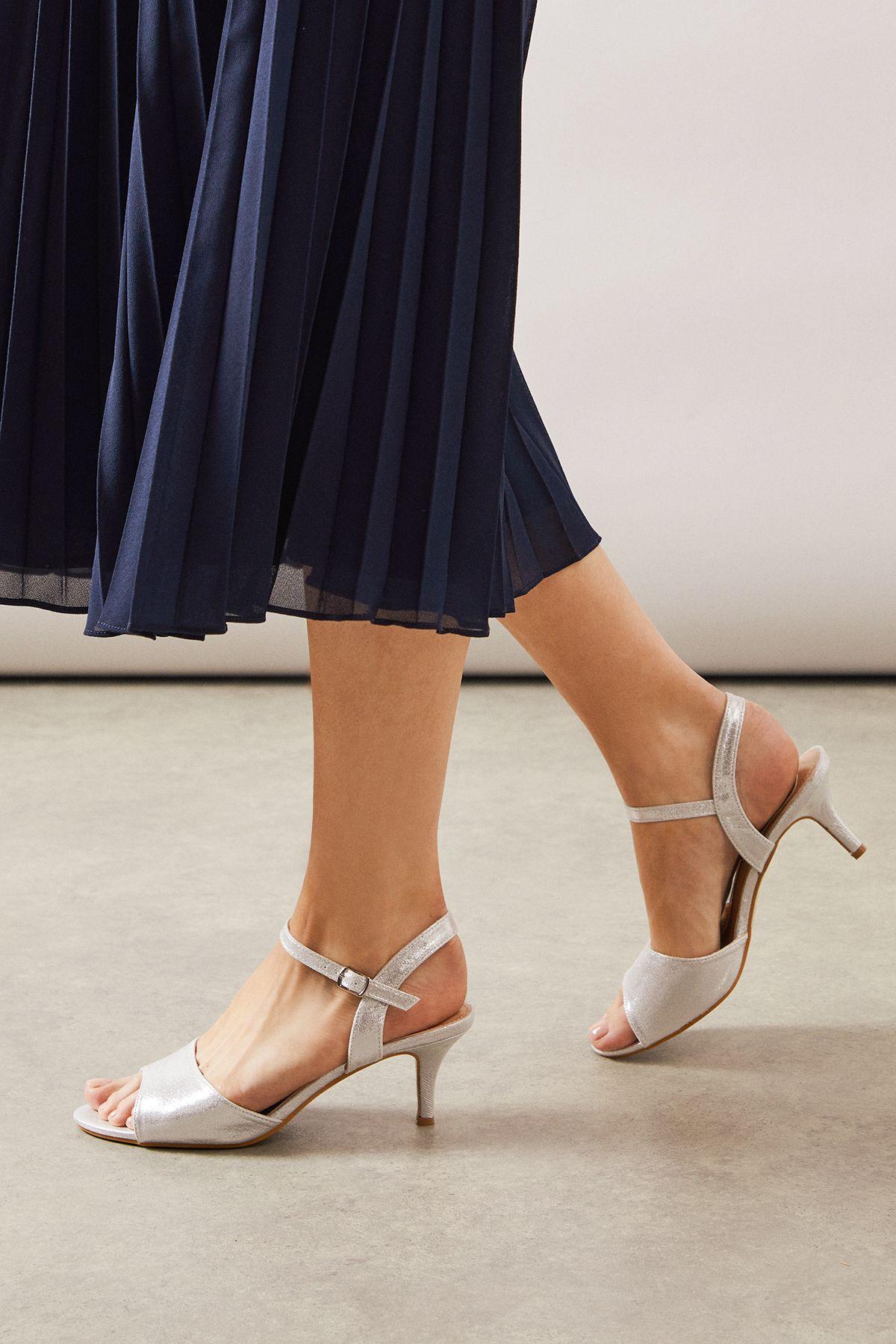 Good For the Sole: Sharon Metallic Medium Heel Sandals by GOOD FOR THE SOLE