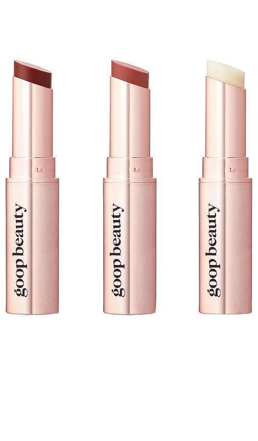 goop beauty goop beautygenes Clean Nourishing Lip Balm Trio, Rose + Garnet in Multi by GOOP BEAUTY