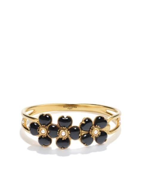 24kt gold plated Clover quartz and pearl bracelet by GOOSSENS