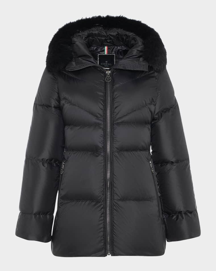 Apres-Ski Jacket With Detachable Toscana Lamb Shearling Hood Trim by GORSKI
