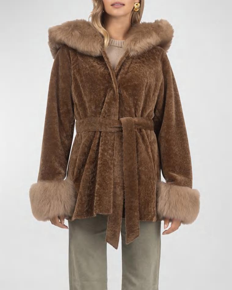 Belted Lamb Shearling Reversible Parka With Merinillo Lamb Shearling Trim by GORSKI