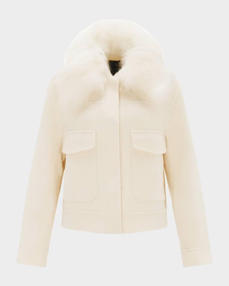 Cashmere And Wool Jacket With Detachable Goat Shearling Collar by GORSKI