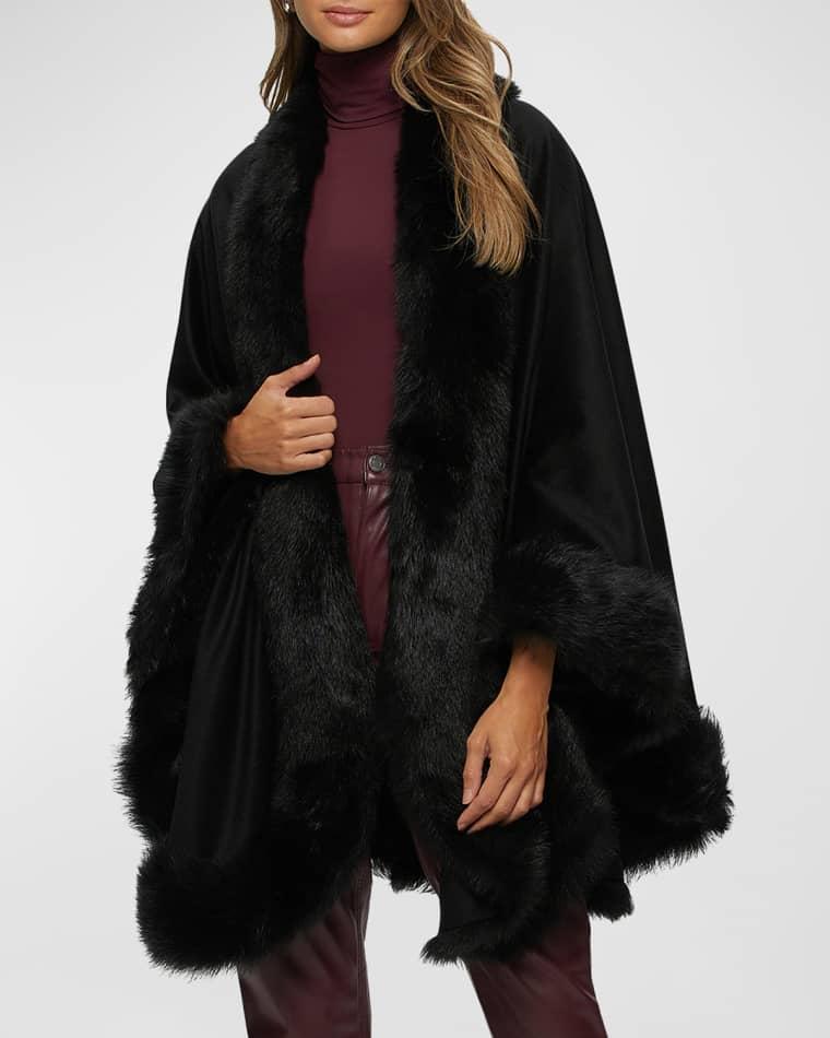 Cashmere Cape With Toscana Shearling Lamb Trim by GORSKI