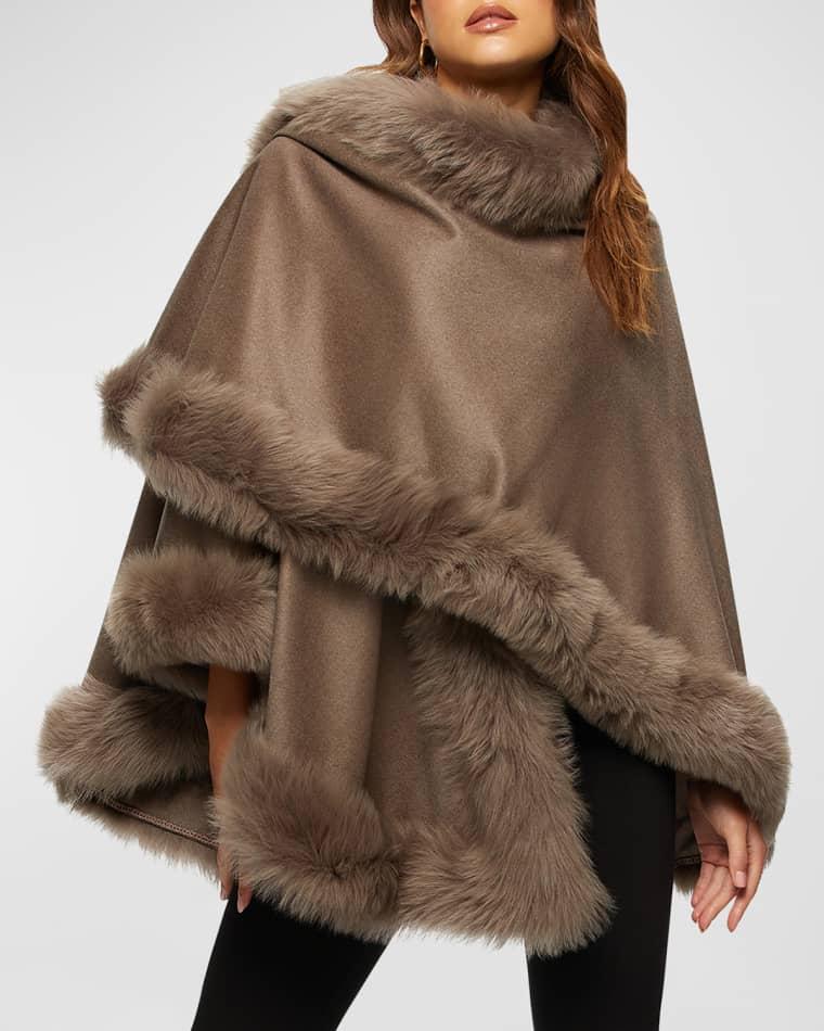 Cashmere Cape With Toscana Shearling Lamb Trim by GORSKI