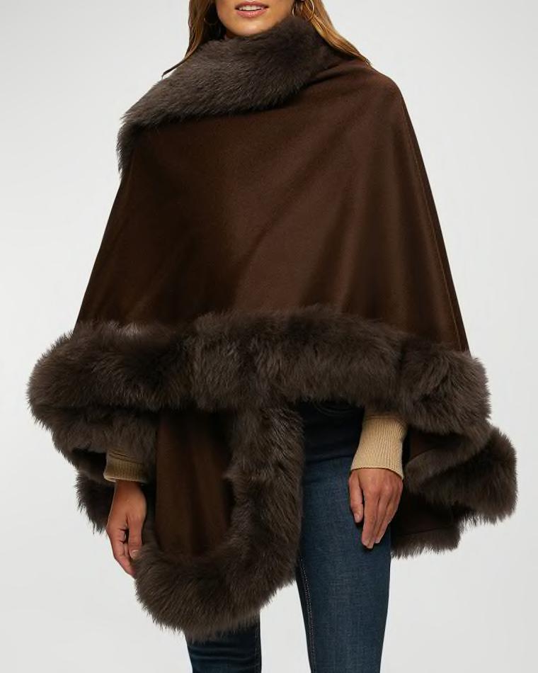 Cashmere Cape With Toscana Shearling Lamb Trim by GORSKI