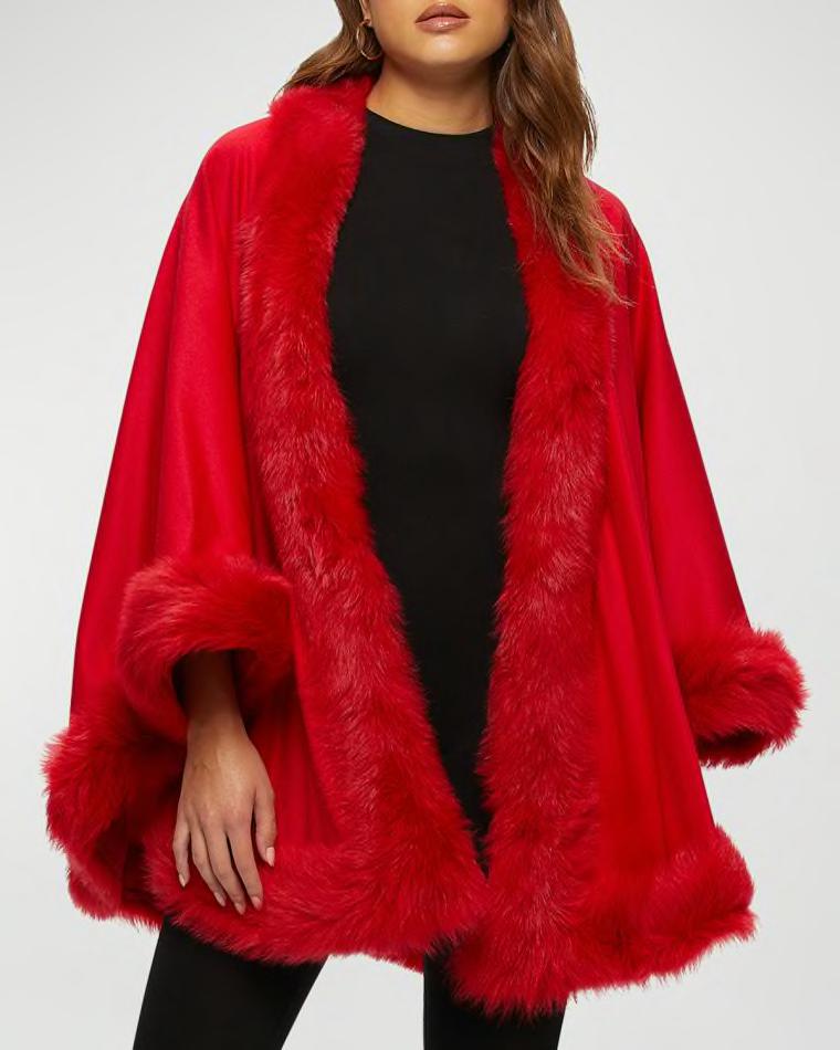 Cashmere Cape With Toscana Shearling Lamb Trim by GORSKI