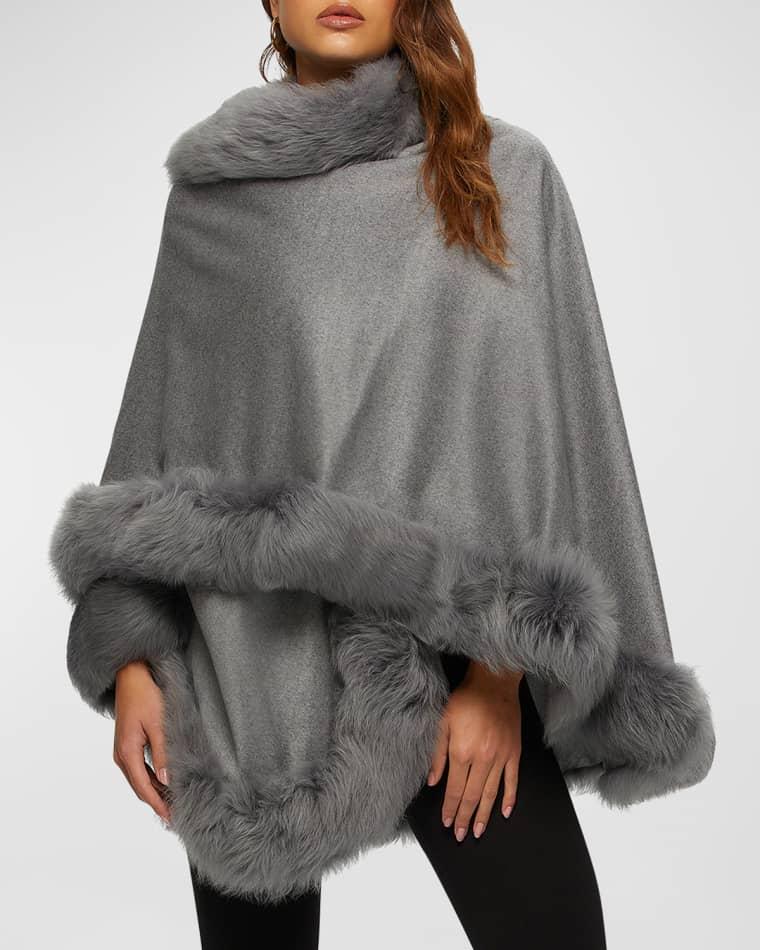 Cashmere Cape With Toscana Shearling Lamb Trim by GORSKI
