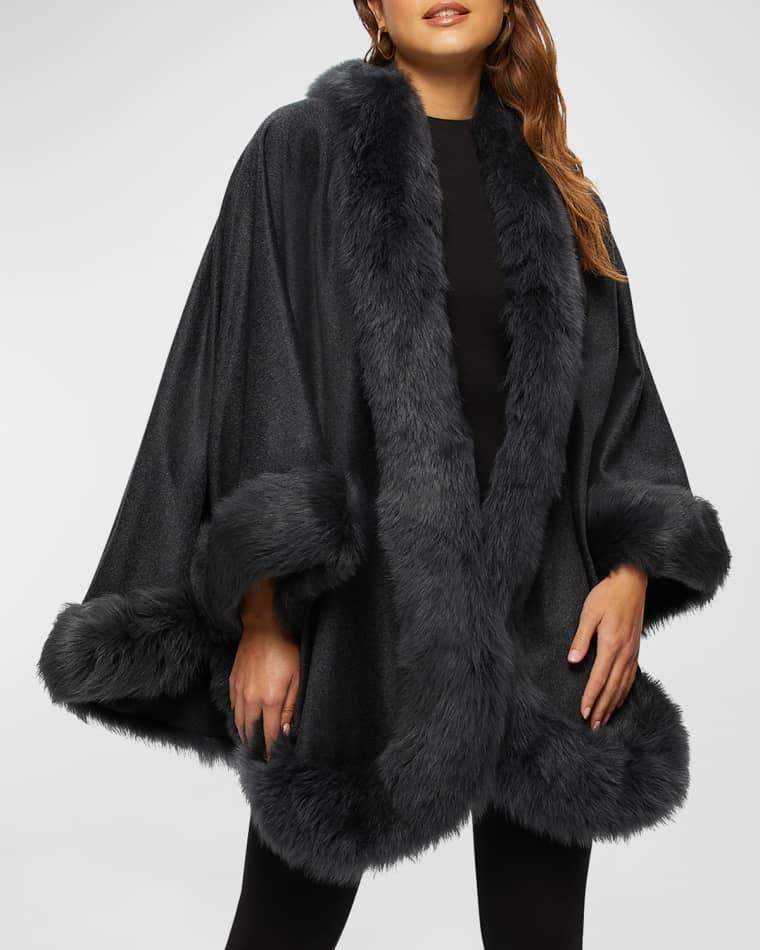 Cashmere Cape With Toscana Shearling Lamb Trim by GORSKI