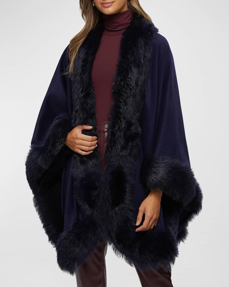 Cashmere Cape With Toscana Shearling Lamb Trim by GORSKI