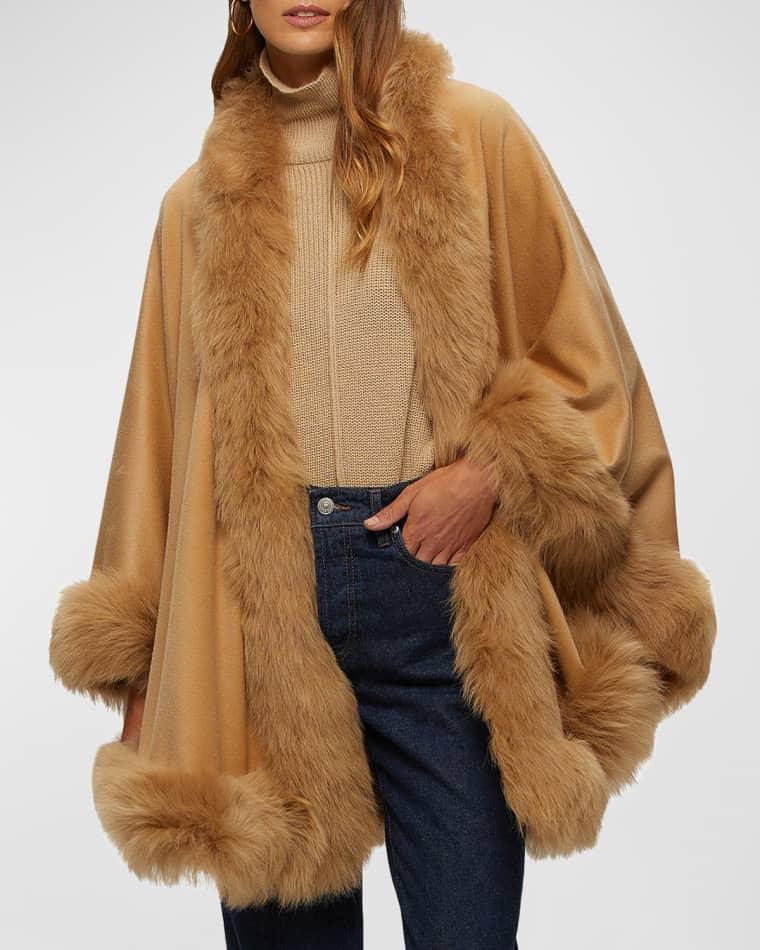 Cashmere Cape With Toscana Shearling Lamb Trim by GORSKI