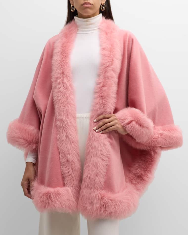 Cashmere Capelet with Lamb Shearling Trim by GORSKI