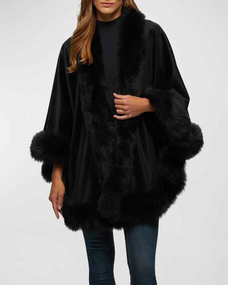 Cashmere Capelet with Lamb Shearling Trim by GORSKI