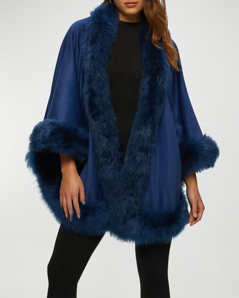 Cashmere Capelet with Lamb Shearling Trim by GORSKI