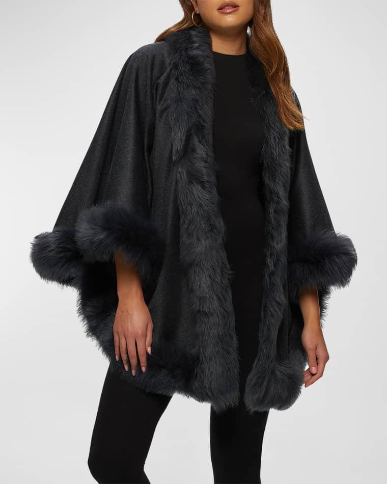 Cashmere Capelet with Lamb Shearling Trim by GORSKI