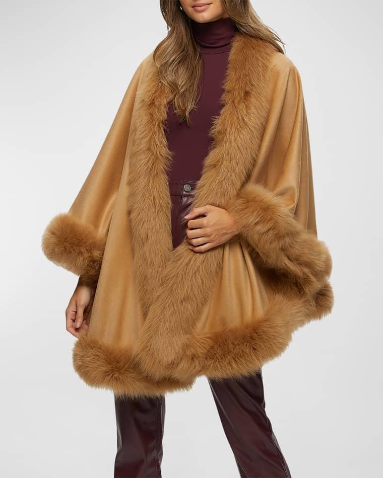 Cashmere Capelet with Lamb Shearling Trim by GORSKI