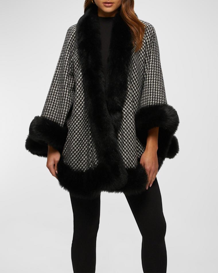 Cashmere Capelet with Lamb Shearling Trim by GORSKI