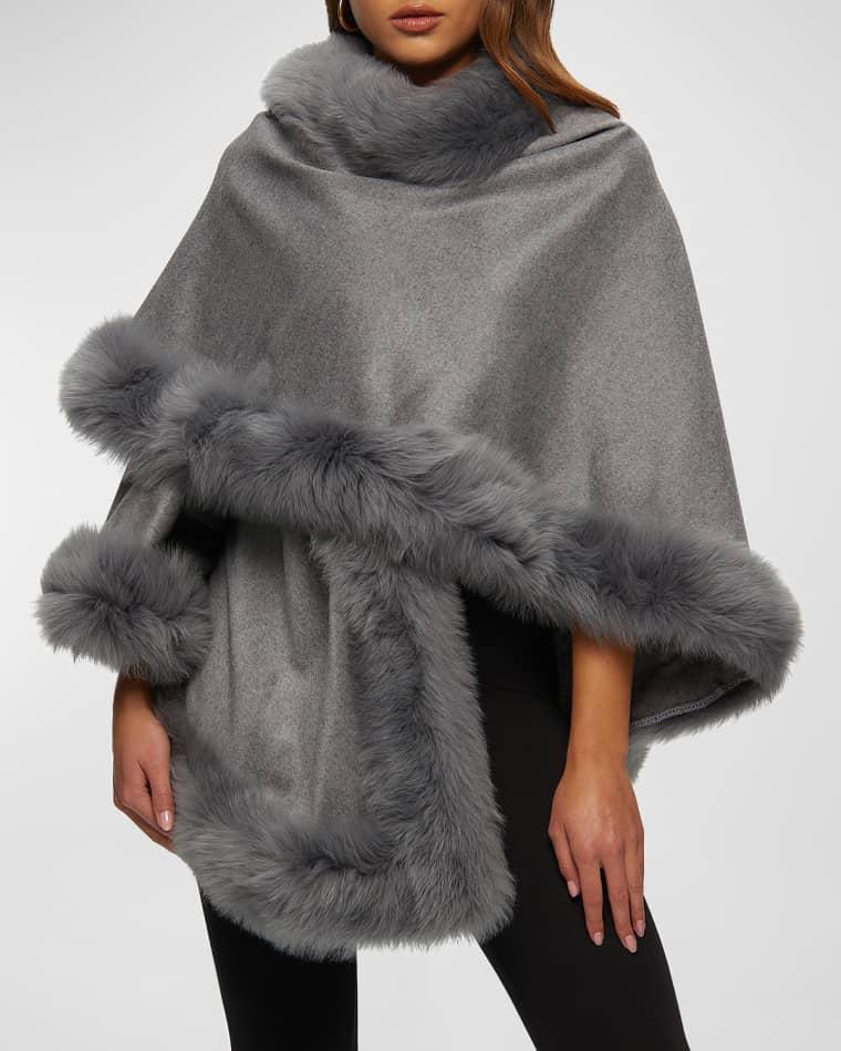 Cashmere Capelet with Lamb Shearling Trim by GORSKI