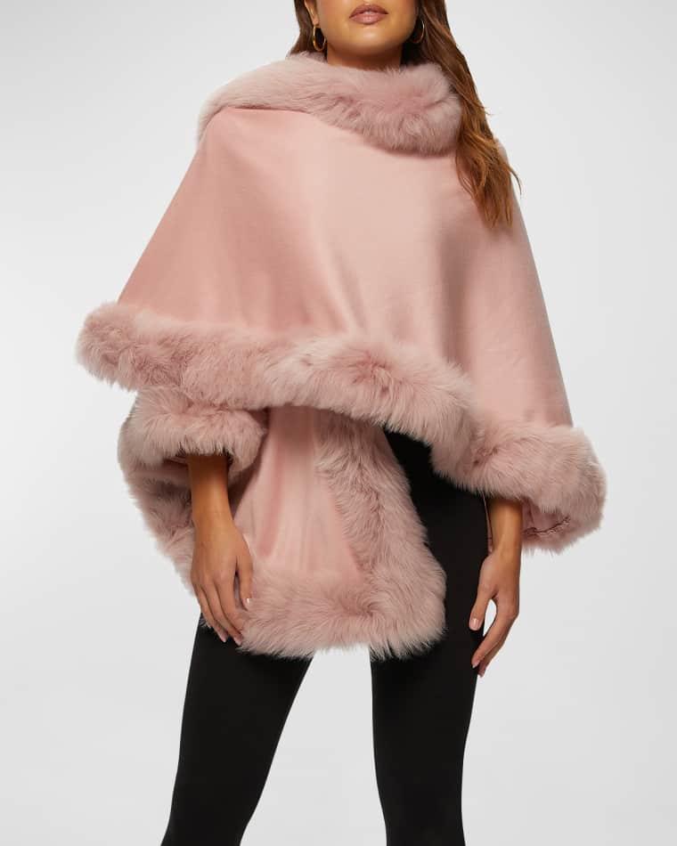 Cashmere Capelet with Lamb Shearling Trim by GORSKI