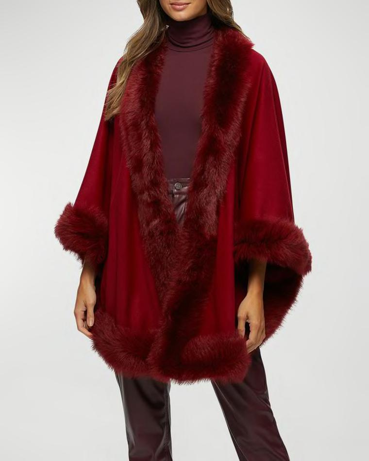 Cashmere Capelet with Lamb Shearling Trim by GORSKI