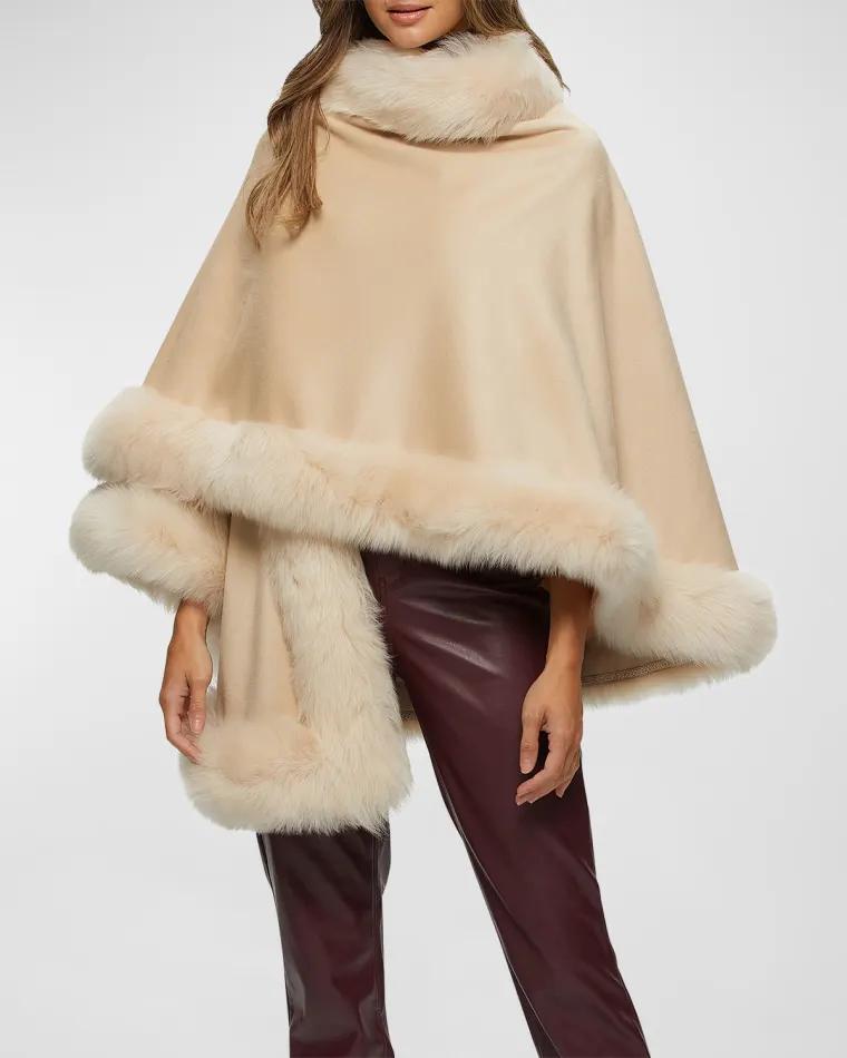 Cashmere Capelet with Lamb Shearling Trim by GORSKI